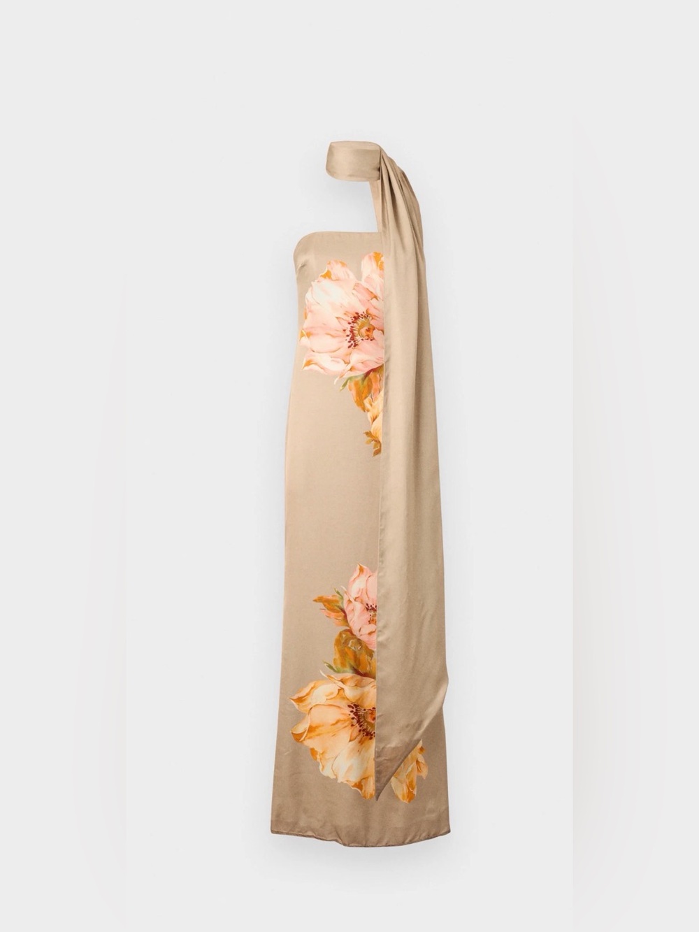 By Malina wedding guest Strapless Beige Floral Column Gown - Picture 3 of 4